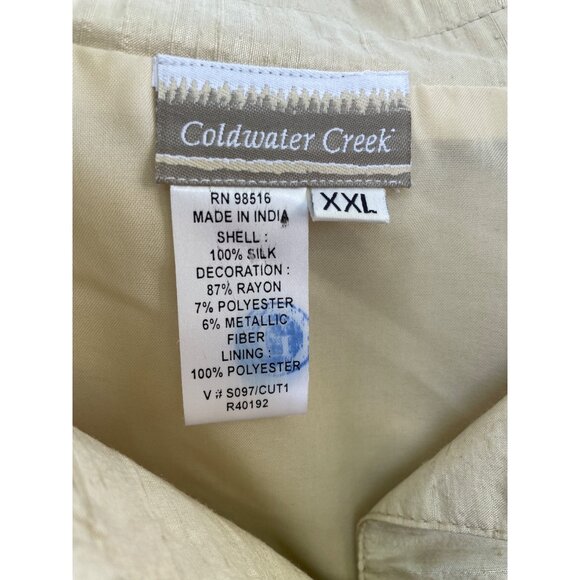 Coldwater Creek Embroidered Silk Blend Button-Up Top XXL Ivory & White - Picture 5 of 7